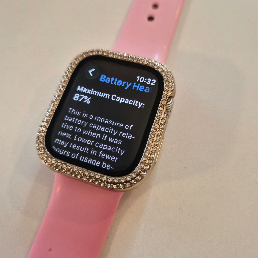 Apple Watch Series 8 GPS 41mm Pink Good Rhinestone Bumper 87% Battery Health
